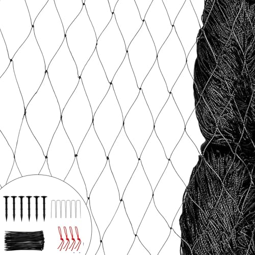 Chingcoo 7.5×15M Teichnetz Vogelschutznetz, Engmaschig Starkes Nylon Multifilament Poolnetz Obstbaumnetz Gartennetz, Vogelabwehr Netz, mit 40 Kabelbinder, 6 Heringe, 6 Spanngurte (6CM, 7.5M×15M)
