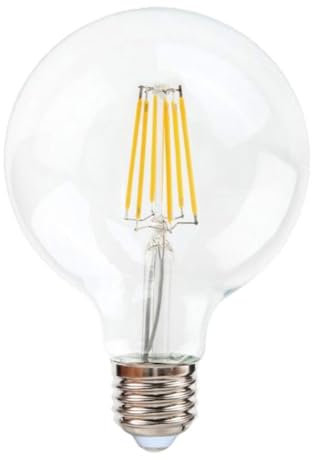Vetrineinrete® Lampadina led E27 globo G80 12 watt con filamento luce calda 2700k lampada in vetro trasparente decorativa