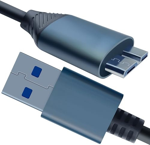 1m Hard Drive Cable USB 3.0 A to Micro B Braided Gold Plated 5Gbps Compatible with Portable External Hard Drive, Western, WD Elements,Seagate Expansion,Toshiba Canvio, LaCie,Samsung,Camera etc