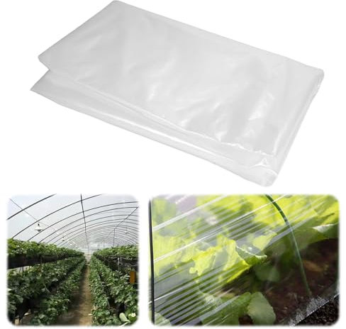 2 x 10m Lona Plastico para Invernadero,Espesar Polietileno de Efecto Plastico duro Transparente,Reutilizable Transparente Invernadero ,Resistente al Desgarro Plástico para Invernadero Huerto Jardín