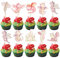 Gyufise 36Pcs Dragon Cupcake Toppers Dragon Baby Shower Decorations Dragon Cupcake Picks for Cartoon Fantasy Dragon Theme Kids Birthday Party Cake Decorations Pink