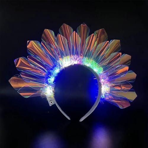 Silkwish Led Haarreif - Haarschmuck Stirnbänder Leuchtende - Göttin der Freiheit Kronen Stirnband - Leuchtendes Nachtclub Haarband - Party-Rave-Haarschmuck für Frauen und Mädchen