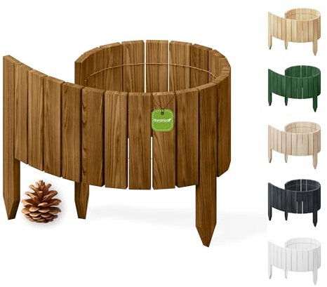 Floranica Bordure Flexible de Parterre Imprégnée 100 cm (raccourcissable) Clôture en Bois en pin Palissade Rollboarder Clôture de Jardin Bordure de Gazon, Hauteur:20 cm, Couleur:Brune