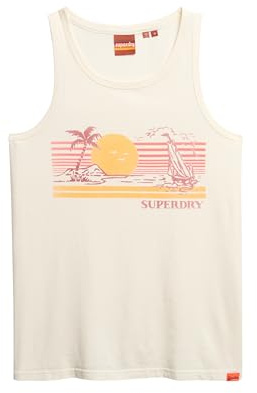 Superdry Herren Gestreiftes Outdoor-Tanktop Creme M