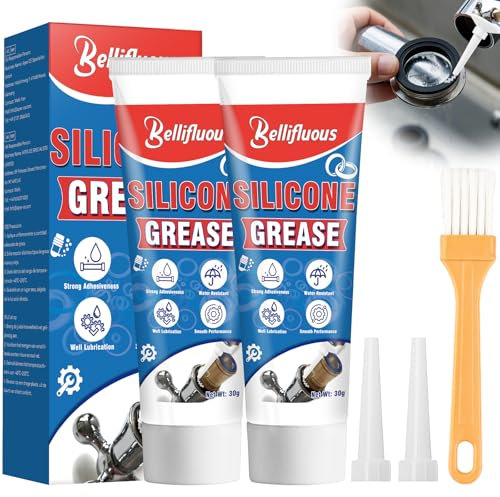 Bellifluous Graisse Silicone, Graisse, 2Paquets Graisse Silicone Alimentaire Étanche Bonne Résistance à la Chaleur et au Froid, Graisse Silicone Joint pour Plombiers Valve Purificateur d'Eau Robinet