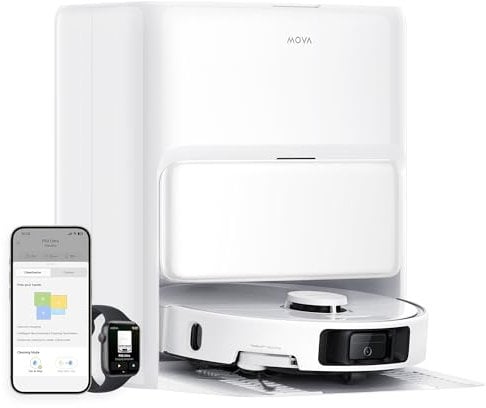 Mova P50 Ultra, Robot aspirateur avec serpillière Flexible, 19 000 Pa de Puissance, Nettoyage des Coins et Bords. Nettoyage Automatique à 75℃, vidage Automatique, Recharge Automatique