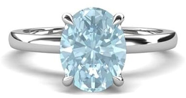 Aquamarin Oval 9x7mm Solitär Ring | Sterling Silber 925 mit Rhodinierung | Kollektion für Hochzeiten, Jubiläen und Verlobungen (55 (17.5))