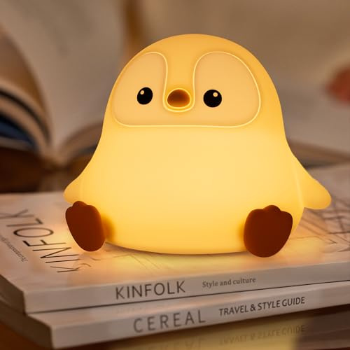 OkiyiD Cute Penguin Night Light, Animal Silicone Nursery Lamp with Dimming and Timing Function, Cute Penguin Decor Lights