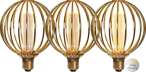 Star Trading LED Leuchtmittel Decoled Metal, E27, 4,3W, 180lm, Gold, Warmweiß, 3-Stufen-Dimmer, 15,5 cm