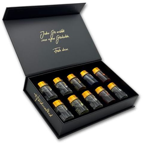 Gin Geschenkset - 10 exklusive Sorten - Tasting Box - Weltprämierte Gins aus Manufaktur