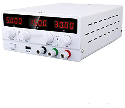 Fuente Alimentacion Regulable USB DC Regulador regulado Fuente de alimentación de laboratorio ajustable 30V 10A Regulador de voltaje 60V 5A Stabilizer Switch Bench Fuente de alimentación(30V 10A White