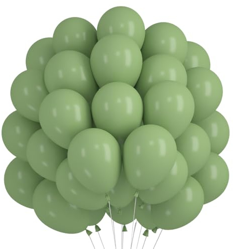 60 Stück Luftballons Grün, 12 Zoll Grüne Luftballons Geburtstag, Ballons Eukalyptus Grün, Luftballon Salbeigrün Helium Ballons Olivgrün Latex Ballon für Geburtstag Hochzeit Babyparty Kommunion Party