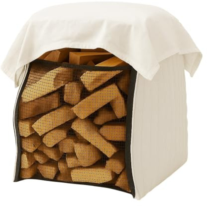 Woodbag Holz Big Bag Netzgewebe und Lüftungsgewebe mit Ventilationsstreifen mit Sternboden 100x100x120/160cm für Brennholz (ohne Inhalt) mit oder ohne Deckel (8, 100 x 100 x 160 cm mit Deckel)
