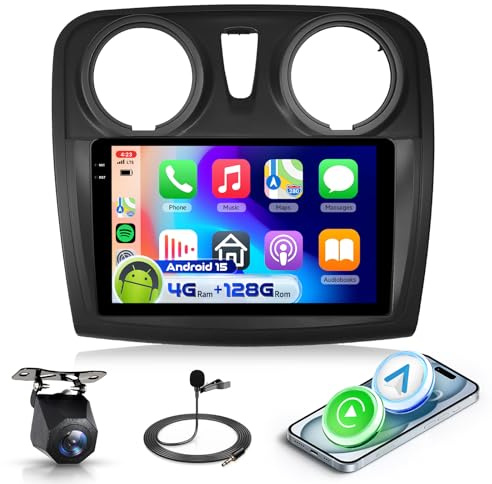4G 128G VECHTEL 9 Radio para Coche con Bluetooth para Renault Dacia Logan 2 Sandero B52 2012-2019 Carplay Android Auto,WiFi GPS,RDS/FM Radio con cámara de visión Trasera AHD