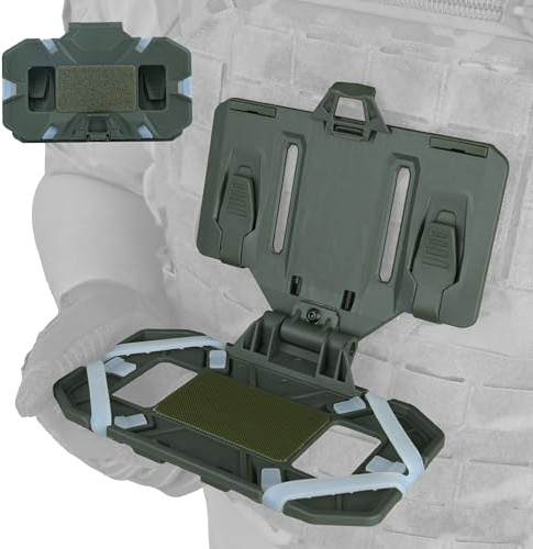 EverwildGear Tactical Gear Plate Carrier Vest Accessories molle Phone Chest Mount Holder for Screen Size 4.7-6.7, Quick Release and Adjustable Tactical Phone Holder for Vest (Ranger Green)