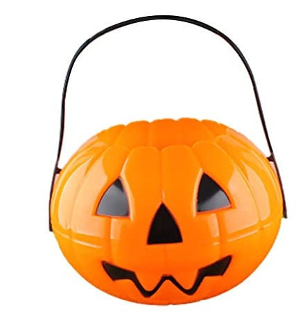 Generisch Halloween Eimer Tragbar, Kürbis Süßigkeiten Schale für Halloween Party Deko, Kinder, Trick or Treat – Plastik Kürbis Deko für Halloween Fest, Geburtstag, Weihnachten