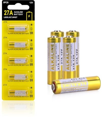 27A 12V Alkaline Batterie 5 Stück | 12 Volt V27A LR27A G27A MN27 L828 CR22 A27, für Fernbedienungen, Schlüsselanhänger