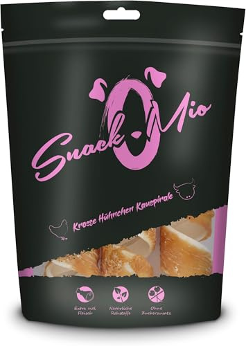 SNACKOMIO - Premium friandise à mâcher pour Chiens - Spirale à mâcher croustillante au Poulet, 110g, 5 Paquet (1 x 0,11kg)
