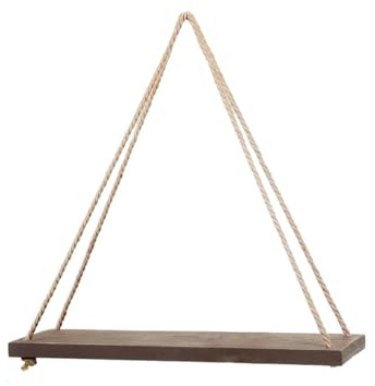 GCYEIDMA Schwimmende Regale Hölzerne Schaukel for Aufhängen, Hanfseil, Wandregal, montiert, schwimmende Wandregale, for Zuhause, Wohnzimmer, Pflanzentablett, Lagerung, Gartendekoration(1Pc Brown)