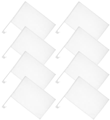 DIYEAH 8 Stück Weiße Auto Flagge zum Selbergestalten mit Fensterclip Wetterfestes Polyester und Kunststoff als Fahrzeugdekoration und Selbstgemacht Gartenflagge für Party und Outdoor