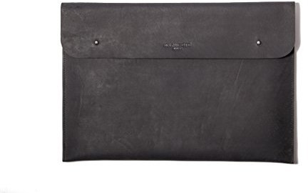 HOLZRICHTER Berlin Laptop 15“ Sleeve - Premium Hülle aus Leder – Ledertasche für Notebook Apple MacBook 15 Air Retina – schwarz