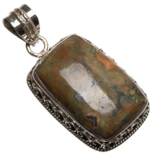 StarGems 925er Sterling Silber Ocean Jasper Einzigartig Handgefertigt Anhänger 3,81cm Ocean Jasper T0662