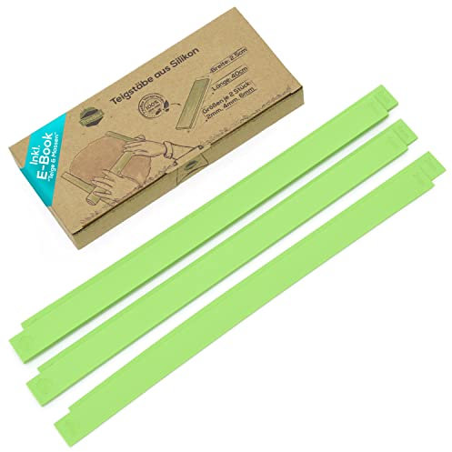 TreeBox Spessori mattarello professionali in silicone - Set di 3, moderni spessori per mattarello, per stendere fondente e pasta in modo uniforme, effetto antiscivolo e antiaderente