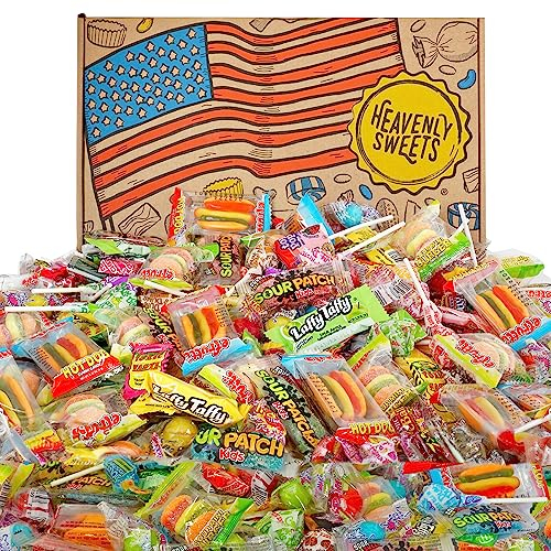 Heavenly Sweets | Amerikanische Süßigkeiten Geschenkbox | Über 120 Stück Party-Süßigkeiten aus den USA für Kinder und Erwachsene | Pinata Geburtstag Jubiläum Vatertag Präsentkorb | Gemischte Auswahl