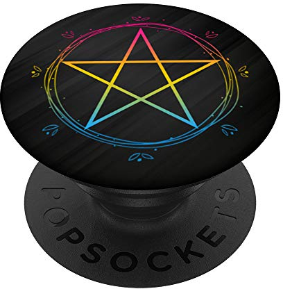 PopSockets Pansexual Pentagramm Wiccan Pan Pride Flagge Boho Floral PopSockets PopGrip: Ausziehbarer Sockel und Griff für Handys/Tablets mit Tauschbarem Top