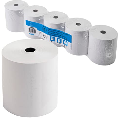 Exacompta 44839E 50er Pack Thermopapierrollen 1-lagig, Breite: 80mm, Länge 95m, Durchmesser Kern: 12mm 44g/m² Thermorolle für Kassen Kassenrolle