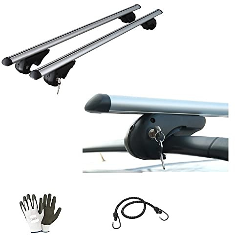 Compatible con Volkswagen Saveiro 2011. Barras portaequipajes para techo de coche de 120 cm. Barra de aluminio para coche con raíles no enganchados completamente al techo.