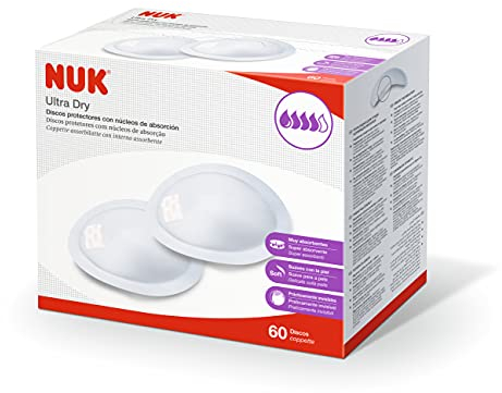 NUK Ultra Dry Lot de 60 coussinets d'allaitement jetables pour l'allaitement maternel Transparent
