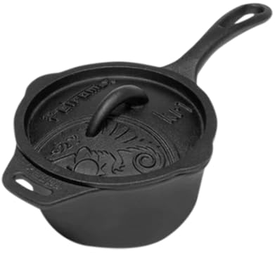 Petromax Gusseiserne Kasserolle mit Deckel - Camping-Schmortopf für Feuerstelle und alle Herdarten - backofen- und induktionsgeeigneter Bräter - Stielkasserolle mit Deckel - 1 Liter