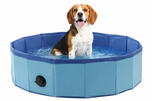 hundepool - runder hundepool blau 80x20 cm - robuster Kunststoff - faltbar - ohne pumpe - mit ablassventil - Sommer - wie kühlmatte Hund