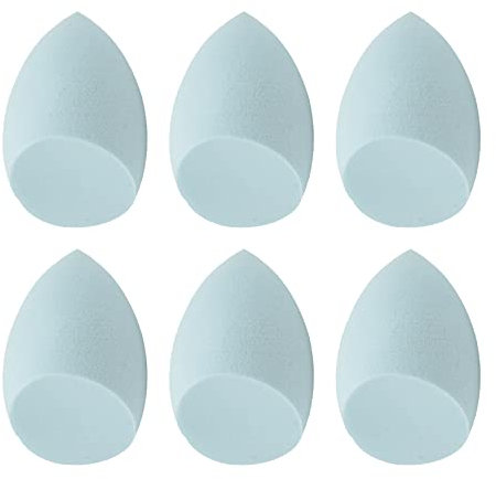 6Pcs Blending Sponges for Makeup, Tear Drop Shape, Beauty Blenders for Liquid, Foundation Puff Base Applicator for Girls Size-4.5cm (6x Blue Blender Sponge)