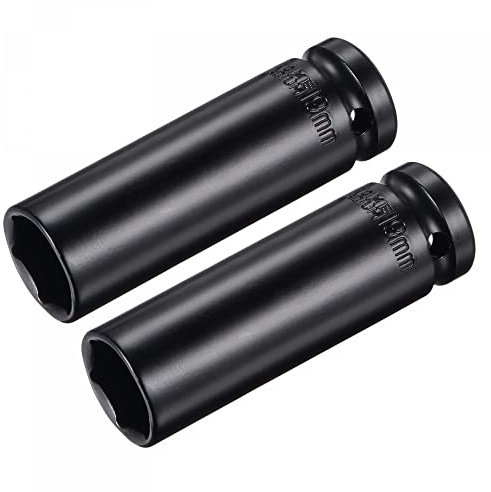 sourcing map 1/2 Drive by 19mm Deep Impact Socket, Heat-Treated CR-V Steel 3.15 Length, 6-Point Metric Sizes 2 Pcs