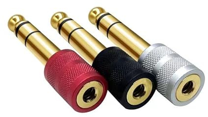 Adattatore Jack Cuffie adattatore 6.35 a 3.5 Convertitore audio stereoda 6,35 mm maschio a 3,5 mm femmina per amplificatore per cuffie per chitarra, Altoparlante,Mixer,confezione da 3 placcato oro
