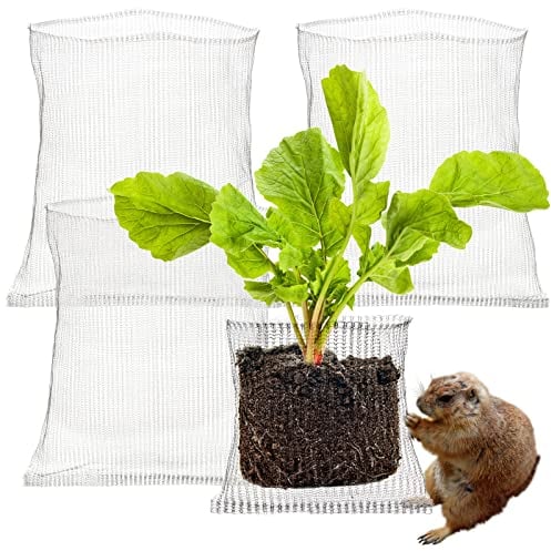 LEMCC 4 Stück Wurzelschutz aus Edelstahl für Pflanzen, 45 x 40 cm, Wurzelschutz, Körbe für Wühlmaus und Wühlmaus-Drahtkörbe für Pflanzen, Beeren, Gemüse, Wurzelschutz
