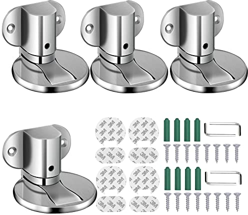PDKJNID Türfeststeller verdeckt,Türstopper magnetisch flach, Boden Türhalter Stopper mit integriertem Magnet, Halter zum Kleben oder Schrauben,Silber