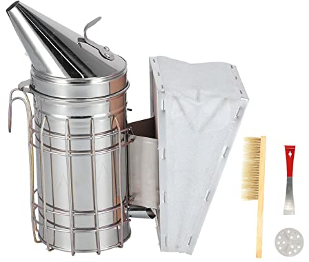 Imkerei-Werkzeug-Set, 3er-Set, Edelstahl-R?ucher-Imker, Borsten-Bienenfeger, Schaber, Imkerei-Zubeh?r für Imkereibedarf, Starter-Set