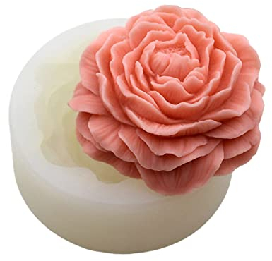 Groß Pfingstrose Silikonform,Kerzenformen Silikon 3D-Silikonform Pfingstrose, Lebensmittelqualität Blume Kerzenform für Sojawachs, Bienenwachs, Aromatherapie, Schokolade, Kerze Kit machen (Stil 2)