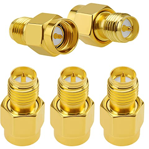 5 Stück SMA Stecker auf RP-SMA Buchse Adapter, KUOQIY SMA Koaxial-Adapter Konverter, für WiFi-Antenne, FPV, Brille, Router