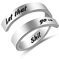 Uloveido Verstellbarer inspirierender fliegender Löwenzahn, doppelter Edelstahl, Freiheitsring, cooles stapelbares Geschenk für Frauen, Gravurringe, motivierendes Geschenk für Teenager-Mädchen,