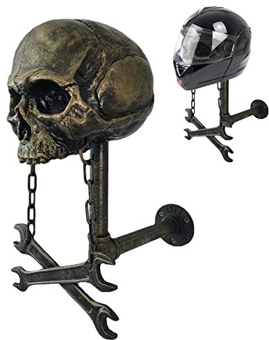 Support pour Moto, Porte Casque Moto Mural Tête Mort, Support d'affichage Casque, Porte-Casque Moto Crâne, Support Mural pour Moto/Vélo/Baseball/Rugby, Décoration Murale