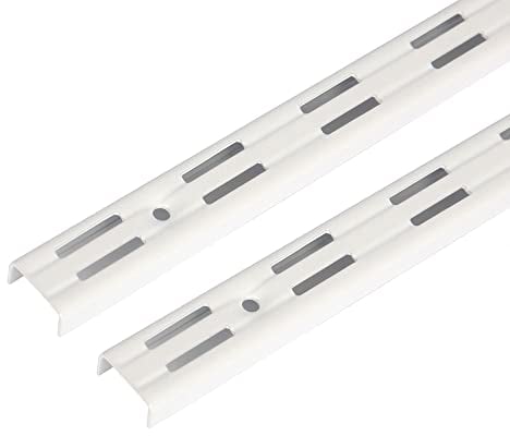 Toolerando Wandschiene für Regalträger, 2-reihig, pulverbeschichteter Stahl, Rasterabstand 50 mm, 2 Stück, Länge 100 cm, Weiß