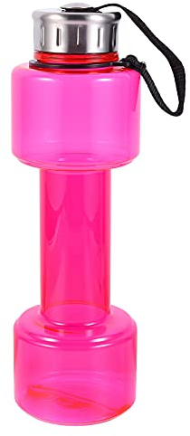 MARURY Sports Water Bottle Dumbbell Shape Drinking Water Bottles Fitness Water Kettle Body Training Bottle Rosy (Color : Rosy)