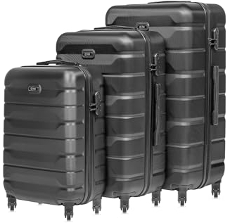 OCHNIK Kofferset | Hartschalenkoffer | Farbe: Schwarz | Reise-Koffer mit 4 Rollen | Größe: S/M/L | Trolley | Langlebig | Mit ABS | Numerische Sperre