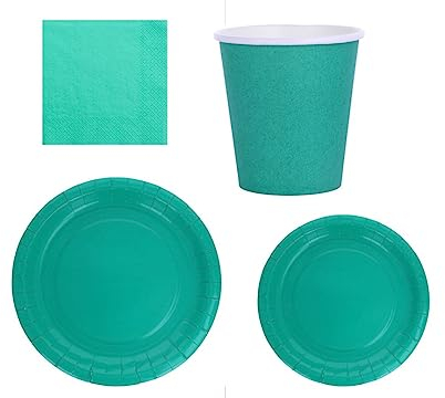 Coordinato Tavolo Monocolore in Cartoncino- 100% RICICLABILE, 100% BIODEGRADABILE, 100% CARTA (Tiffany)