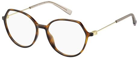 Tommy Hilfiger Brille mit Sehstärke für Damen optional mit Sonnenbrillentönung oder Blaulichtfilter, Rund, gefertigt aus Nylon (inklusive Brillenetui)