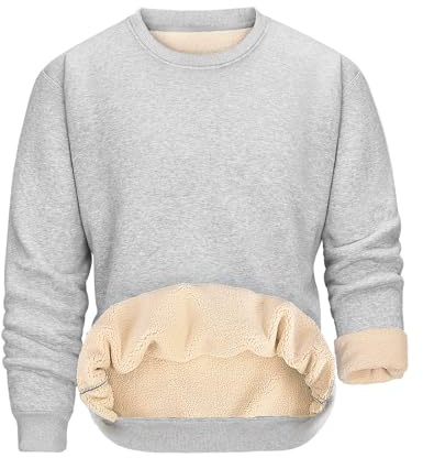 Svanco Felpa in Pile Invernale Uomo Felpa Termica Senza Cappuccio Maglia Collo Rotondo Pesante Pullover Caldo da Lavoro Casual